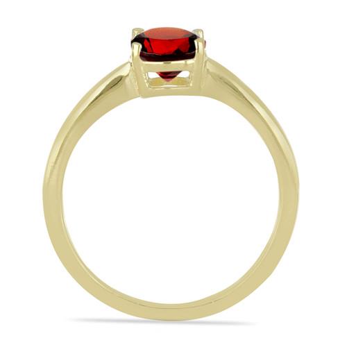 STERLING SILVER GOLD PLATED NATURAL GARNET SINGLE STONE RING